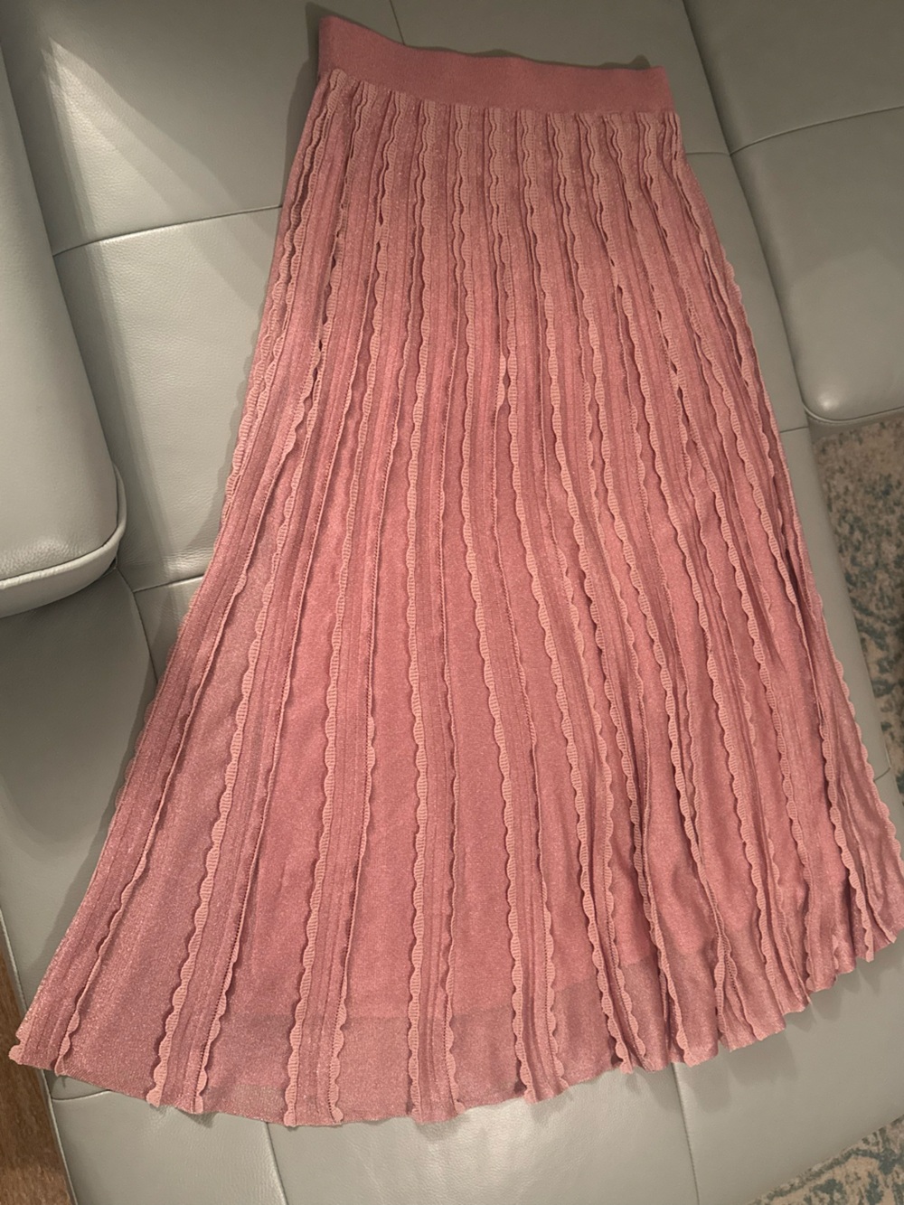 Alexis Dusty Rose Ribbed Pleated Maxi Skirt S
